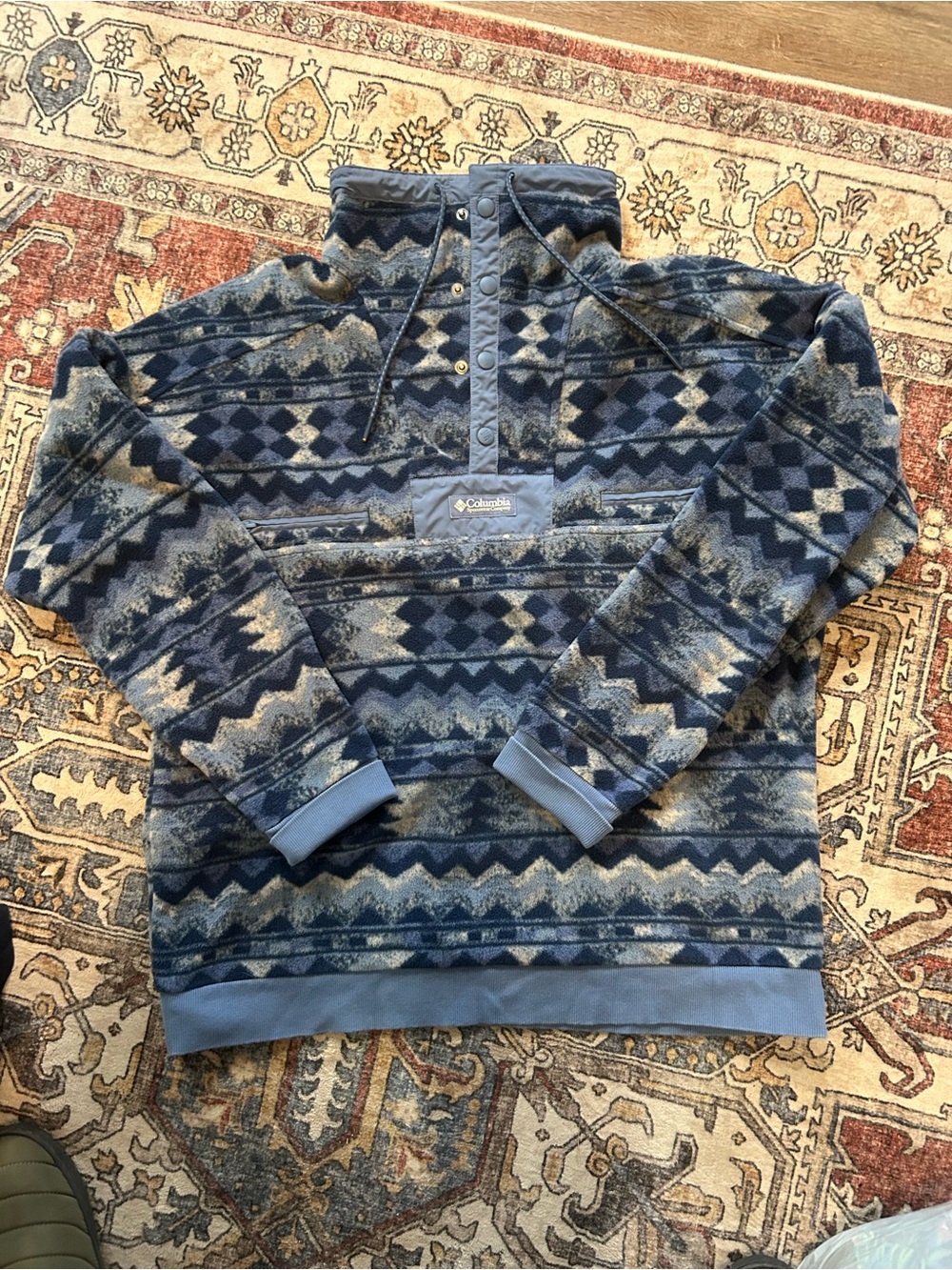 Columbia Men's Navy and Light Blue Patterned Zip-Up Fleece